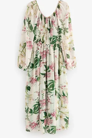 Next Long Sleeve Pleated Maxi Dress40tall