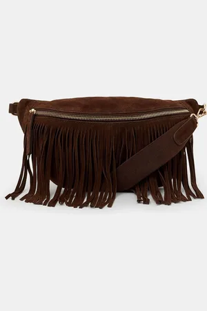 Accessorize Suede Fringe Cross-Body Sling Bageen