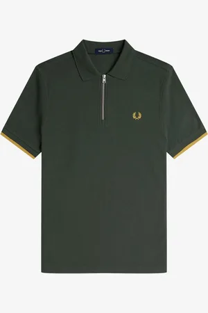 Fred Perry Crêpe piqué poloshirt met rits bij de halsLarge