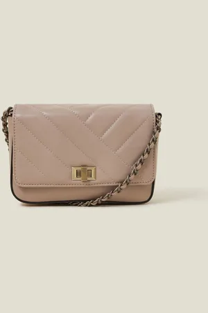 Accessorize Chain Strap Faux Leather Cross-Body BagEén