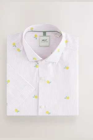 Next Conversational Fruit Print Stripe Easy Iron Oxford ShirtX-large