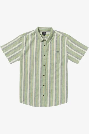 Billabong Green 100% Cotton All Day Stripe Short Sleeve Shirt2X-Large
