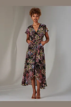 Jolie Moi Chiffon Print Frill Dip Hem Maxi Dress44