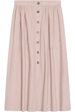 Albaray Pink Linen Button Midi Skirt10