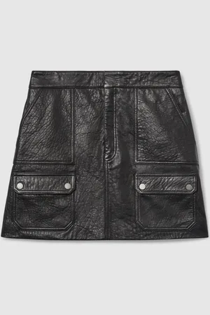 Reiss Parker Grained-Leather High-Rise Mini Skirt34