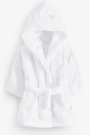The White Company Hydro 100% Organic Cotton White Robe With Ears1.5-2 jaar