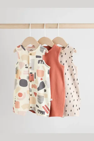 Next Baby 100% Cotton Vest Rompers 3 PackTot 3 maanden (62cm)