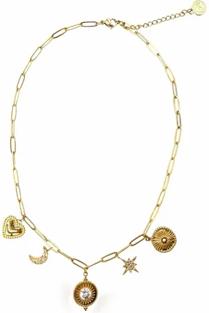 Bibi Bijoux Gold Tone Celestial Stainless Steel Charm Necklaceeen