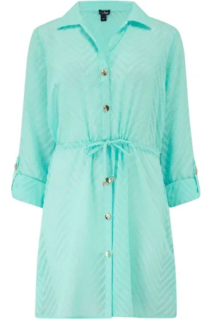 Pour Moi Chevron Stripe Button Through Chiffon Beach Shirt46
