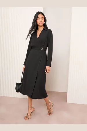Friends Like These Long Sleeve Belted Wrap Tailored Dress44