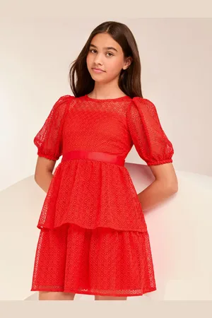 Lipsy London Gelegenheidsjurk met kanten pofmouwen (van 2-16jr)13 Jaar (158cm)