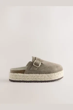 Next Forever Comfort Leather Round Toe Espadrille Chunky Clogseu43