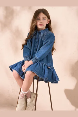 Angel & Rocket Rafferty denimjurk van 100% katoen met sterkraag4 Jaar (104cm)