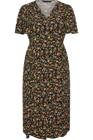 Evans Orange Button Through Angel Sleeve Dress48