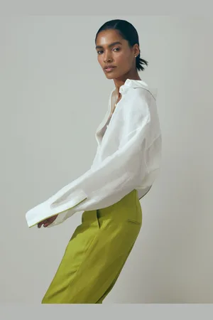 Reiss Juliet Linen Silk Contrast Button-Through Shirt34