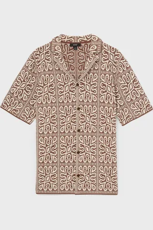 Reiss River Tile Pattern Knit ShirtLarge