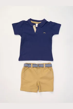 Little Gent Blue Polo Shirt and Belted Shorts Outfit Set110116cm