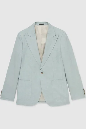 Reiss Warner Linen Single-Breasted Slim Fit Suit Blazer40r