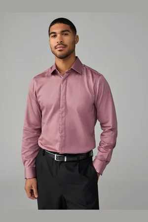 Next 100% Cotton Long Sleeve Single Cuff Sateen Piped Shirt39cm R (UK 15.5 R)