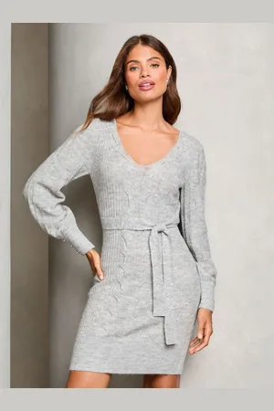 Lipsy London V Neck Cable Knitted Dress44