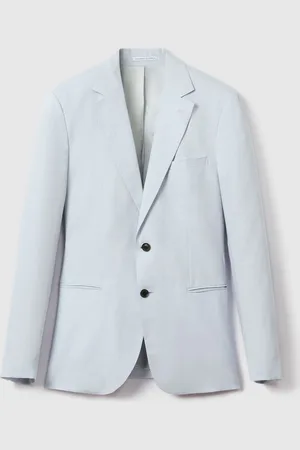 Reiss Kin Single-Breasted Linen Suit Blazer Slim Fit46
