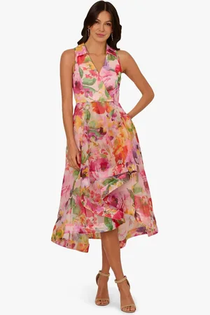 Adrianna Papell Pink Printed High Low Dress38