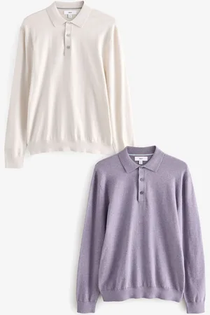 Next Knitted Long Sleeve Polo Shirts 2 PackXS