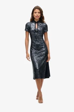 Superdry Midi-jurk met pailletten en mandarijnkraag36