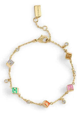 Coach Signature Logo Enamel Cube Strand Braceleteen