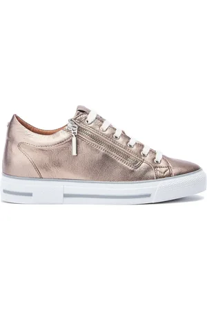 Moda In Pelle White Bramleigh Hidden Wedge Leather Trainers With Side Zip DetailEU 41 (UK 8)