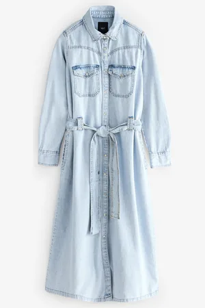 Next Denim midi-jurk van 100% katoen met gelaagde naden aan de voorkant12 P