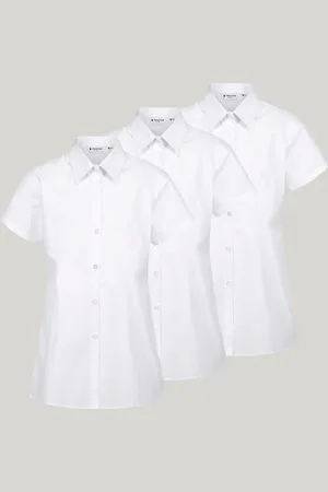 Trutex White Slim Fit Short Sleeve 3 Pack School Shirts11 Jaar (146cm)