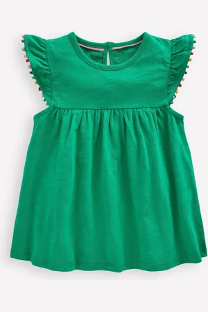 Boden Frill Sleeve Pom 100% Cotton Top128134cm