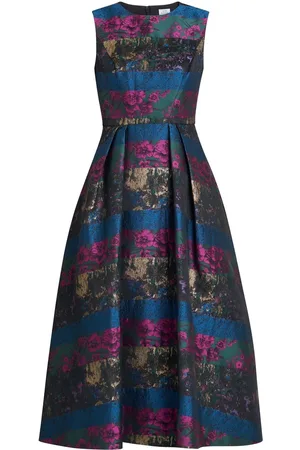 Gina Bacconi Blue Jerri Jacquard Full Skirt Dress38