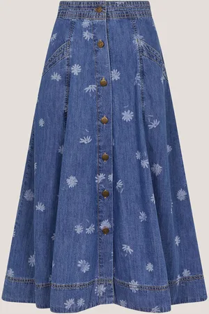 Monsoon 100% Cotton Harper Denim Daisy Midi Skirt2X-Large
