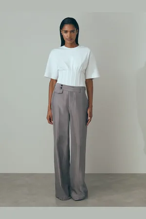 Reiss Sofia broek met wijde pijpen en taillebanddetail34