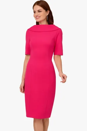 Adrianna Papell Red Roll Neck Sheath With V Back Dress42