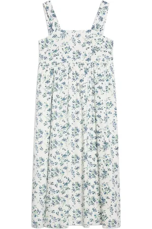 Albaray Blossom Print Linen White Sundress36