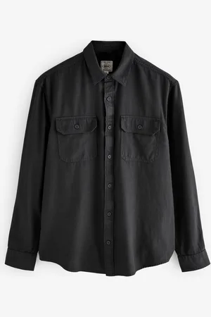 Next Katoen Tencel mix overhemd met lange mouwenXXL