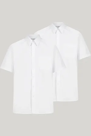 Trutex White Regular Fit Short Sleeve 2 Pack School Shirts17 Jaar (182cm)
