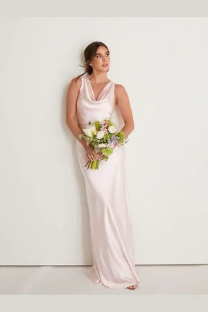 Six Stories Cowl Front Asymmetrical Satin Bridesmaid Dress44