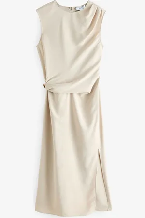 Next Ruched Drape Gold Hardware Midi Dress42tall
