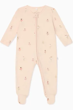 Mori Pink Ballerina Organic Cotton/Bamboo 2-Way Zip Sleepsuit50cm