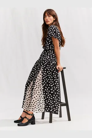 Next Short Sleeve Crew Neck Spliced Midi Dress42