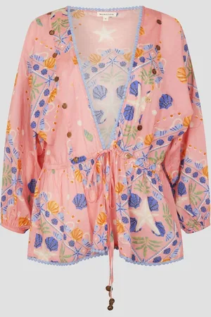 Monsoon Mabel Shell Print 100% Cotton Kaftan TopMedium