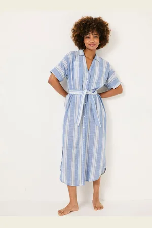 Fat Face FatFace Beachwear 100% Cotton Stripe Maxi Shirt Dress34short