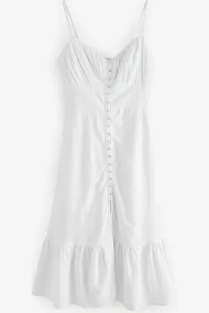 Next Linnen midi-jurk met knopen40tall