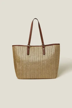 Accessorize Large Metallic Raffia Shopper Bageen