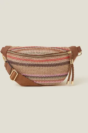 Accessorize Stripe Raffia Bum Bageen