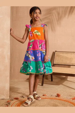 Love & Roses Rainbow Block Midi Holiday Dress (5-16yrs)14 Jaar (164cm)